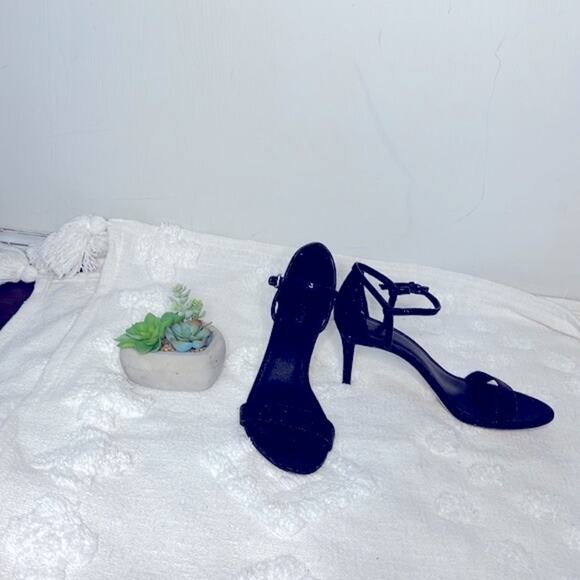 Michael Kors Black Glitter Strappy Kitten Heels size 9.5 - Picture 3 of 10
